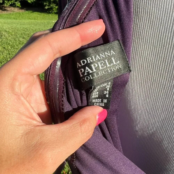 Adrianna Papell Formal Evening Gown One Shoulder Blouson Floor Length Size 4 - Picture 5 of 6